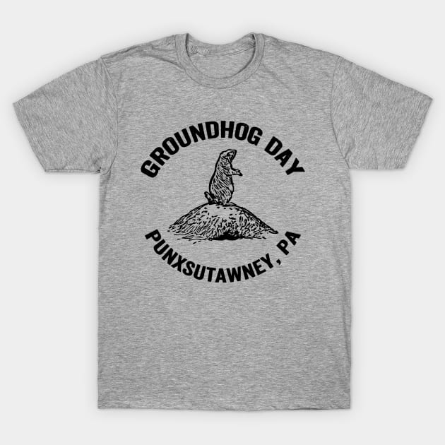 Groundhog Day // Black T-Shirt by Throbpeg